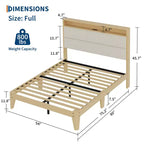Cadre de lit, cadre de lit circulaire en tissu avec lumières LED, tête de lit rembourrée avec station de recharge intégrée, matelas à ressorts non requis