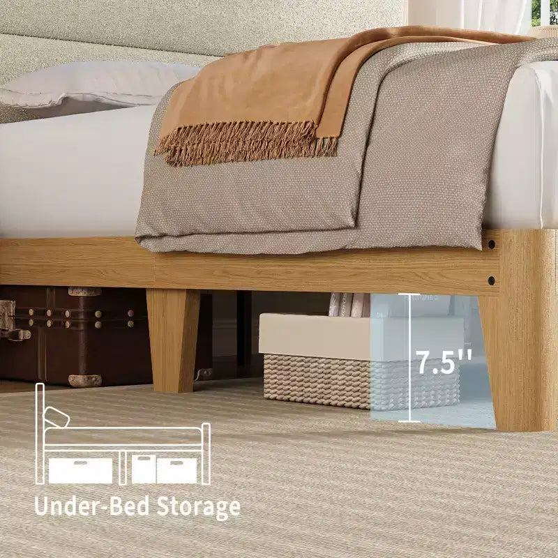 Cadre de lit, cadre de lit circulaire en tissu avec lumières LED, tête de lit rembourrée avec station de recharge intégrée, matelas à ressorts non requis