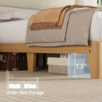 Cadre de lit, cadre de lit circulaire en tissu avec lumières LED, tête de lit rembourrée avec station de recharge intégrée, matelas à ressorts non requis
