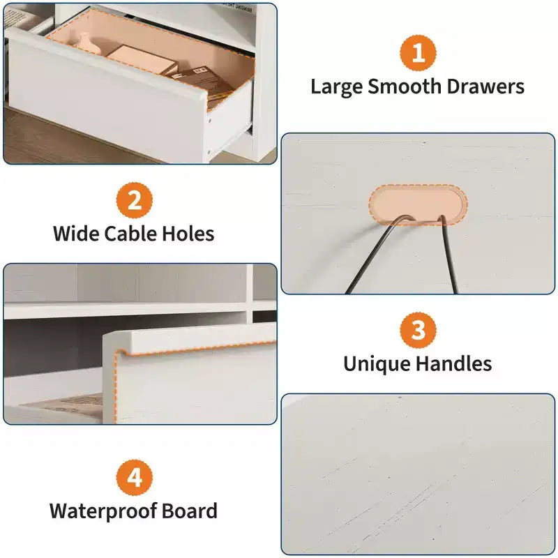 Meuble TV moderne, parfait pour les intérieurs de style industriel, avec 3 tiroirs et des étagères. Fabriqué en MDF robuste, idéal pour les salons