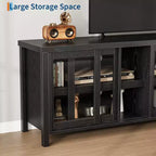 Meuble TV coulissant en verre, adapté aux centres de divertissement avec armoires de rangement, meuble média moderne du milieu du siècle, parfait pour le salon.