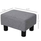 Repose-pieds ottoman, petit pouf avec revêtement en tissu de lin et pieds en plastique, pouf cube pour salon