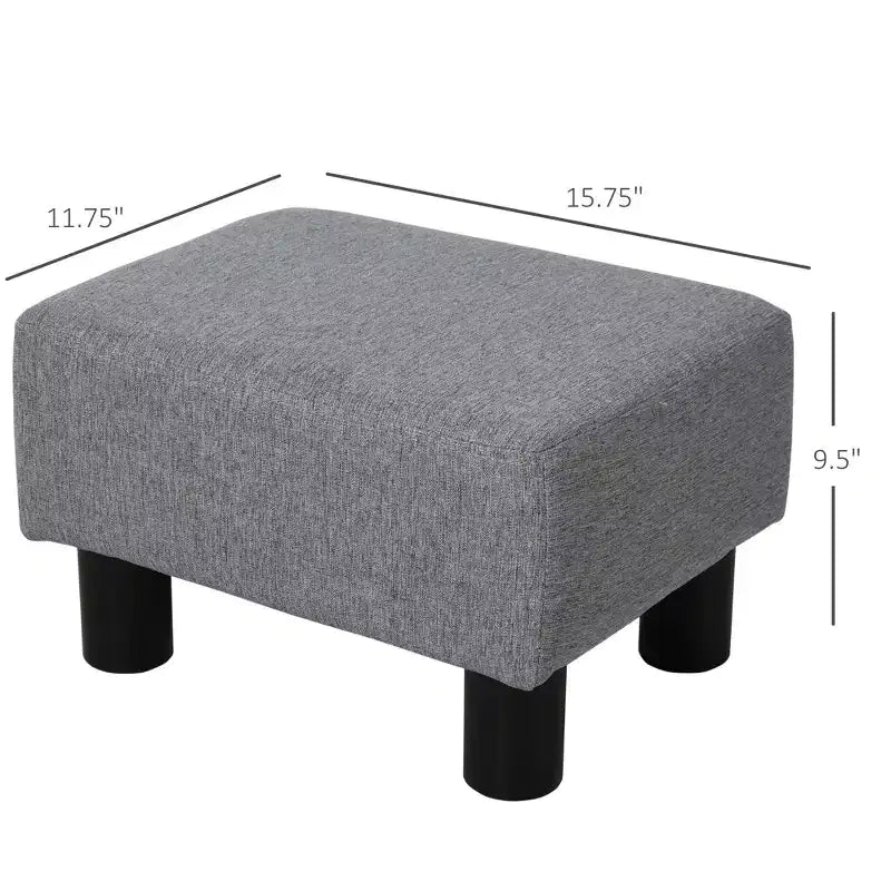 Repose-pieds ottoman, petit pouf avec revêtement en tissu de lin et pieds en plastique, pouf cube pour salon