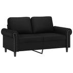 Ensemble de canapés 2 places en similicuir noir, style moderne épuré, avec coussins, causeuse et canapé, résistant aux taches, cadre en métal et contreplaqué