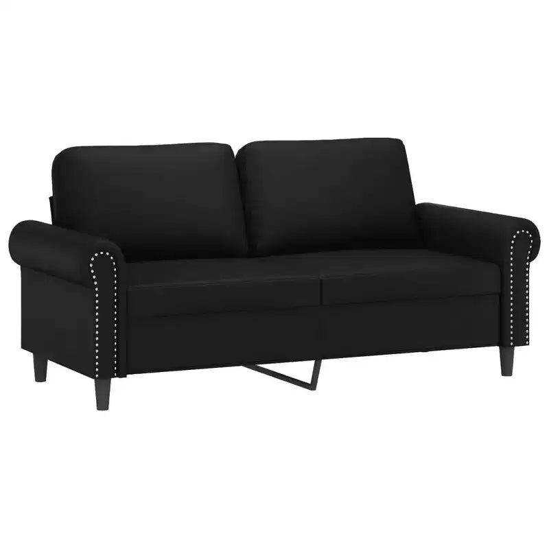 Ensemble de canapés 2 places en similicuir noir, style moderne épuré, avec coussins, causeuse et canapé, résistant aux taches, cadre en métal et contreplaqué