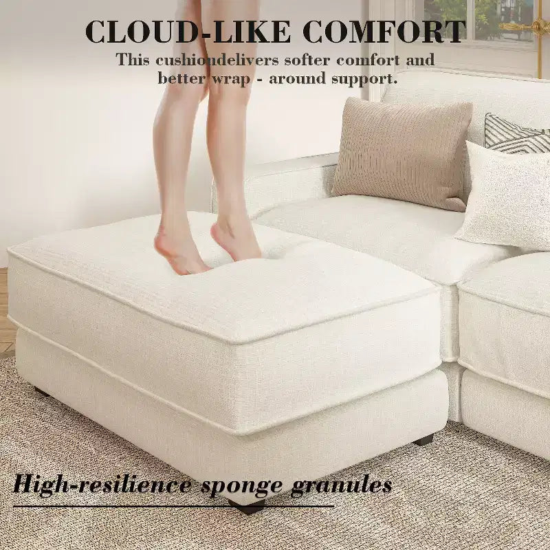 Dyonery 158 Grand canapé modulable sectionnel, tissu CHENILLE avec assise profonde, assemblage sans outil