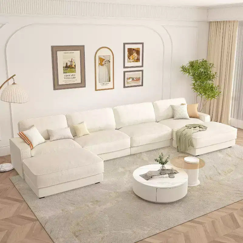 Dyonery 158 Grand canapé modulable sectionnel, tissu CHENILLE avec assise profonde, assemblage sans outil