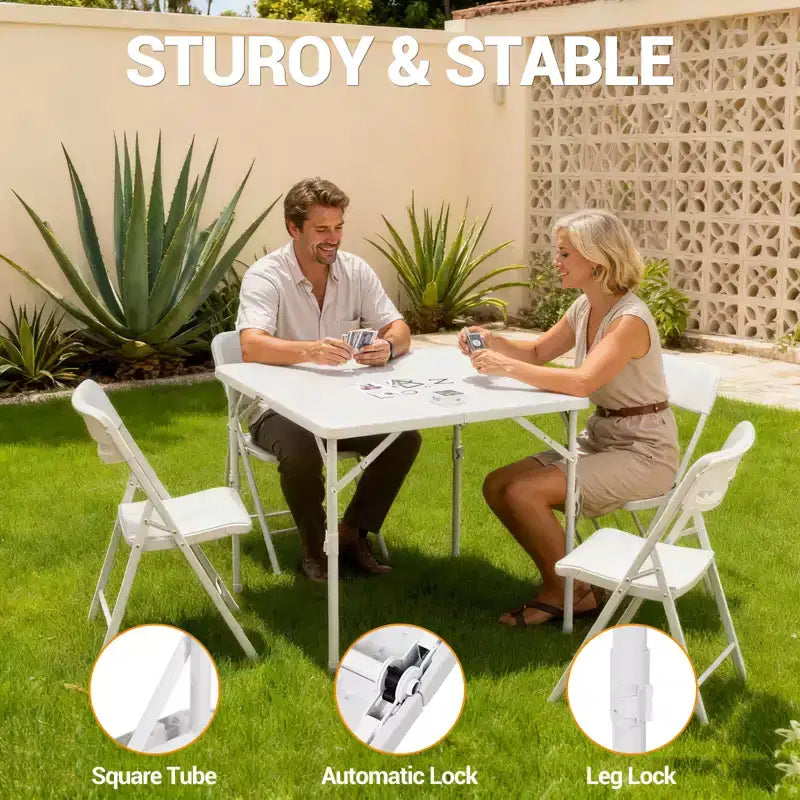 Table pliante carrée de 86 cm avec cadre métallique, table de jeu pliable portable multifonctionnelle avec poignée de transport pour camping, pique-nique intérieur et extérieur