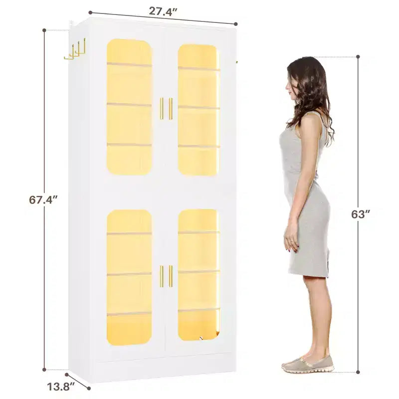 Meuble à chaussures Besiost avec lumière LED, organisateur de chaussures pour placard avec étagères réglables