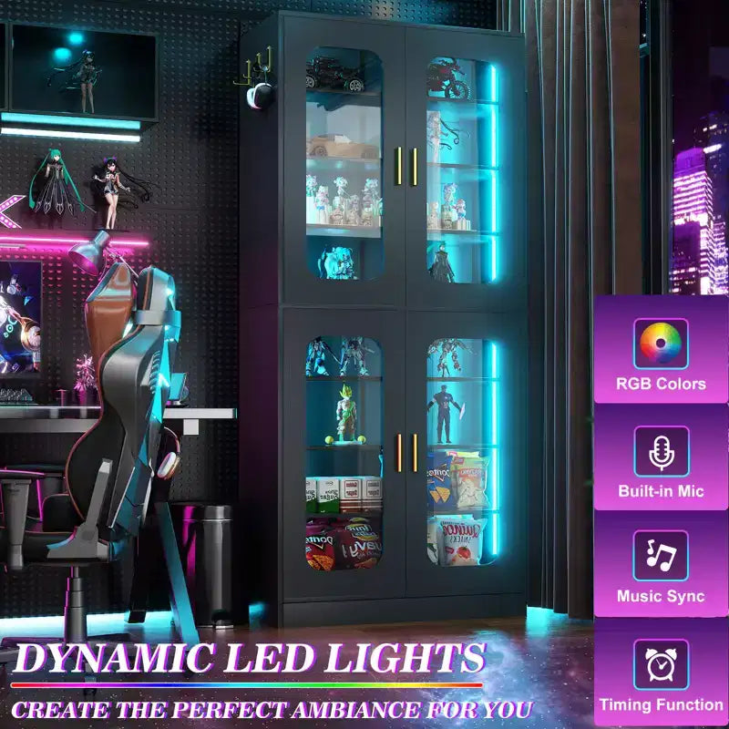 Meuble à chaussures Besiost avec lumière LED, organisateur de chaussures pour placard avec étagères réglables