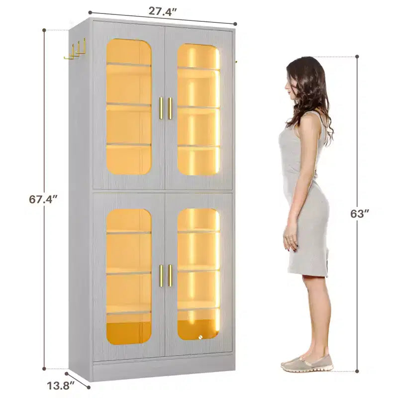 Meuble à chaussures Besiost avec lumière LED, organisateur de chaussures pour placard avec étagères réglables