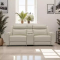 Royal Hampton Manual Recliner Loveseat, 41 Inch, Center Console, Grain Beige Leather