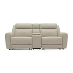 Canapé inclinable manuel Royal Hampton, 104 cm, console centrale, cuir grainé beige