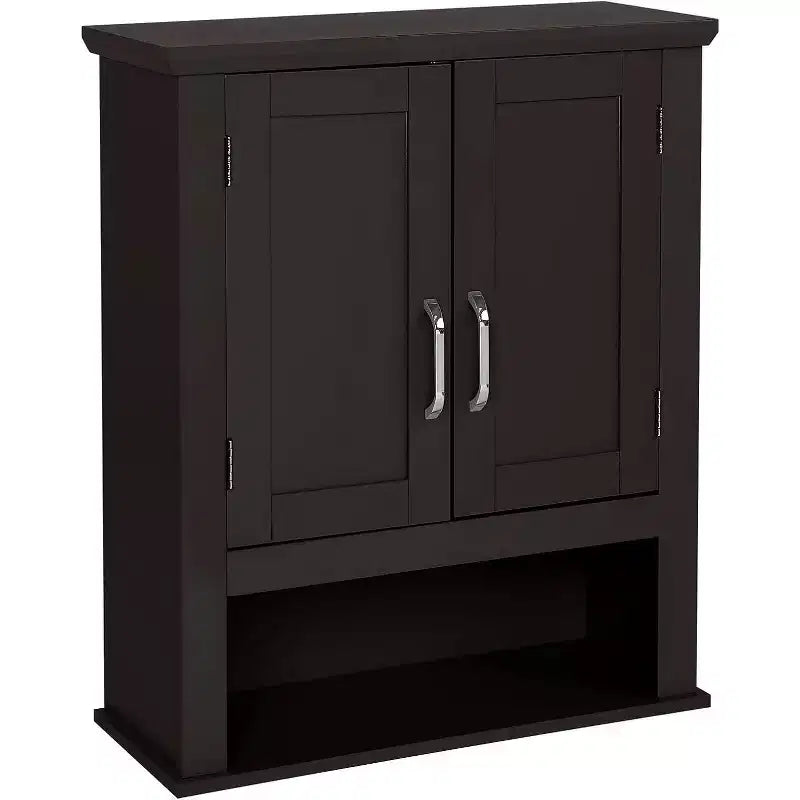 VINGLI Armoire de salle de bain murale Espresso, armoire flottante pour rangement mural de salle de bain avec portes et étagère réglable
