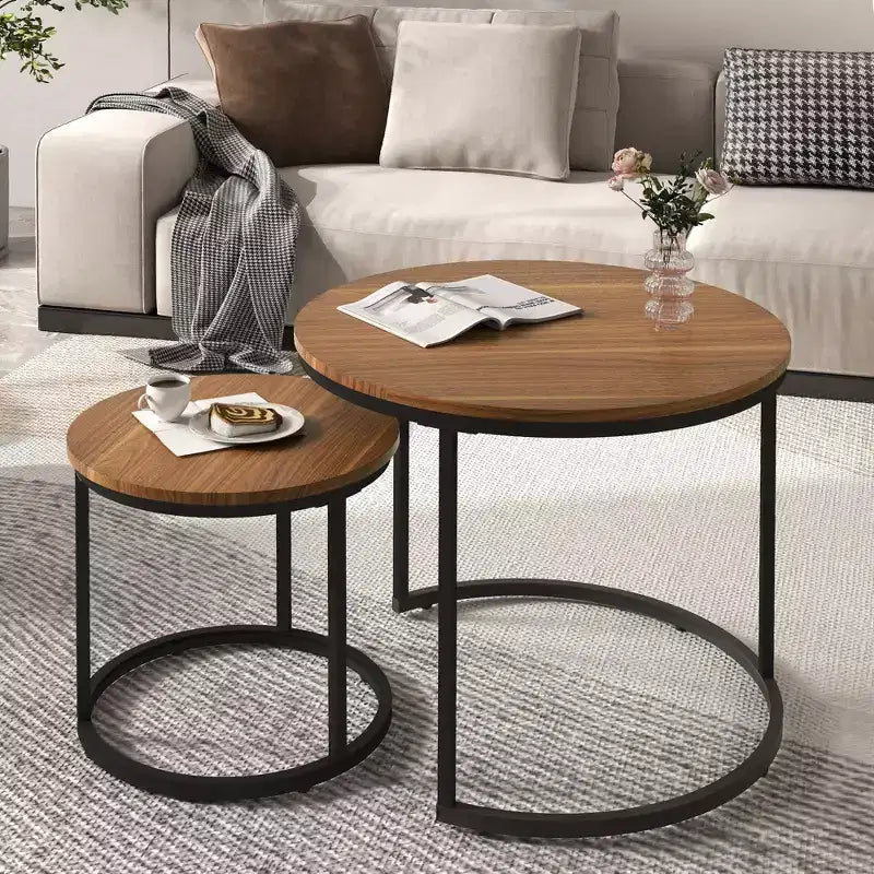 23 Nesting Coffee Tables Set of 2, Round Coffee Table for Living Room, Bedroom