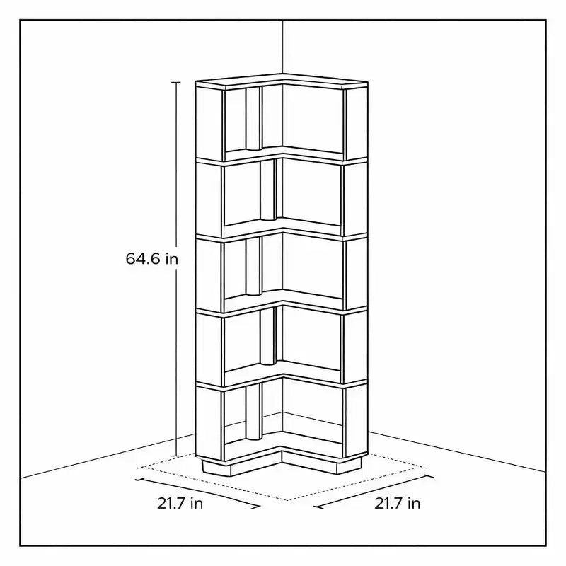 Homy Casa Étagère d'angle 6 niveaux en bois manufacturé, design d'angle peu encombrant pour salon, chambre et bureau