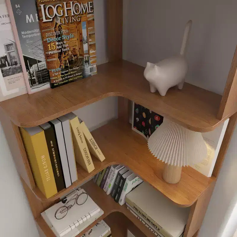 Homy Casa Étagère d'angle 6 niveaux en bois manufacturé, design d'angle peu encombrant pour salon, chambre et bureau