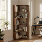 Homy Casa Étagère d'angle 6 niveaux en bois manufacturé, design d'angle peu encombrant pour salon, chambre et bureau