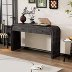 Console en placage de loupe Okak avec tiroirs de rangement, table d'entrée avec pieds robustes et poignées en métal, table de foyer pour le couloir, le salon