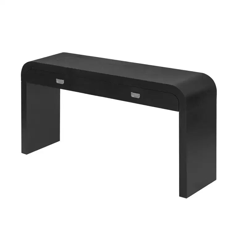 Console en placage de loupe Okak avec tiroirs de rangement, table d'entrée avec pieds robustes et poignées en métal, table de foyer pour le couloir, le salon