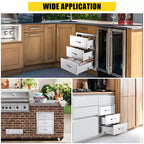Tiroir de cuisine, Tiroir encastrable en acier inoxydable, Tiroir d'accès encastrable de 30x23x10 pouces avec panneau de ventilation pour îlot de cuisine, terrasse, station de barbecue
