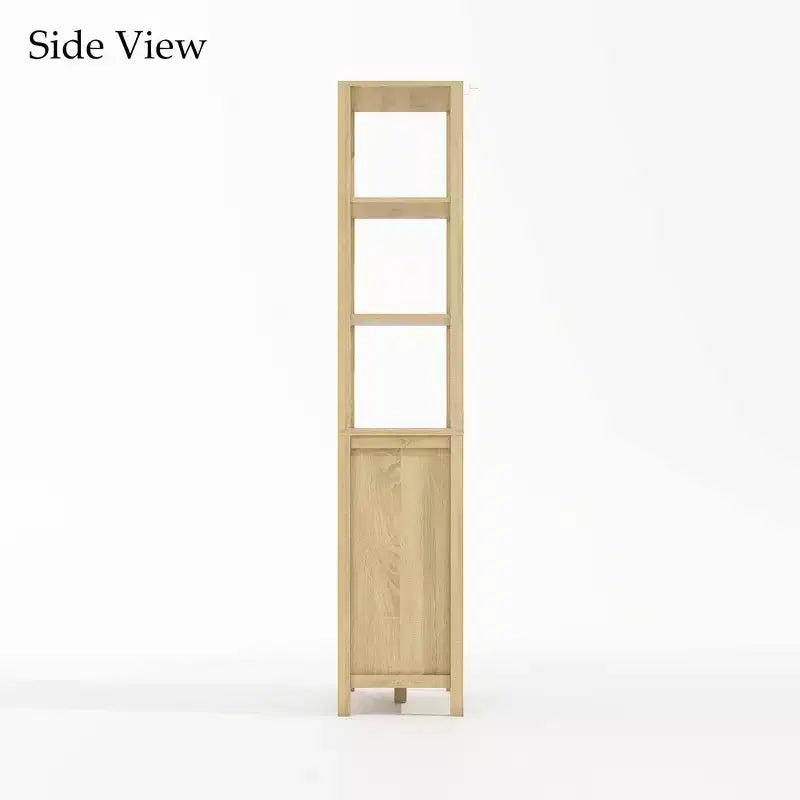 Tour de salle de bain et de buanderie en bois naturel Famapy avec tiroir et étagères ouvertes, paniers inclinables, armoire de rangement pour salle de bain et buanderie