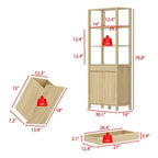 Tour de salle de bain et de buanderie en bois naturel Famapy avec tiroir et étagères ouvertes, paniers inclinables, armoire de rangement pour salle de bain et buanderie