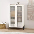 GDFStudio Biorn 31.5 Modern Tempered Glass Door Storage Cabinet with Tray Top