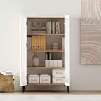 Meuble de rangement GDFStudio Biorn 31,5 avec porte en verre trempé moderne et plateau de rangement