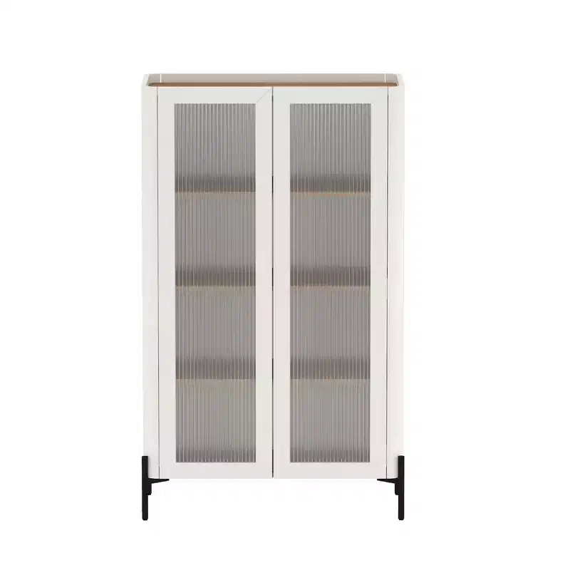 Meuble de rangement GDFStudio Biorn 31,5 avec porte en verre trempé moderne et plateau de rangement
