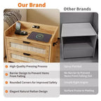 GustoWave Table de chevet en rotin (lot de 2), table de chevet, 2 tiroirs de rangement en rotin, table d'appoint, tables d'appoint, convient pour la chambre, le bureau