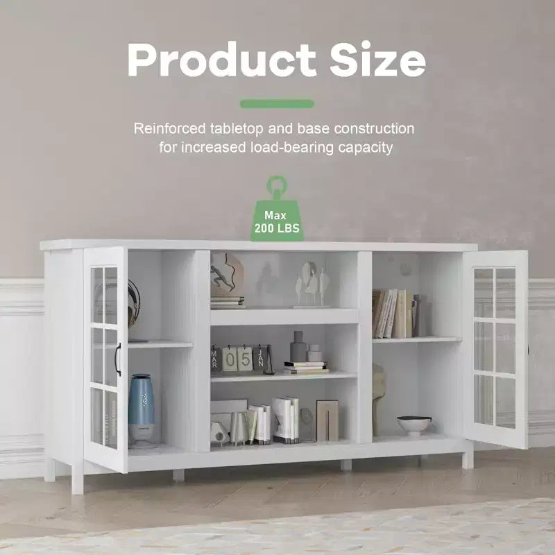 Meuble TV en bois pour téléviseur de 65 pouces, meuble de divertissement moderne avec armoires de rangement, table console multimédia