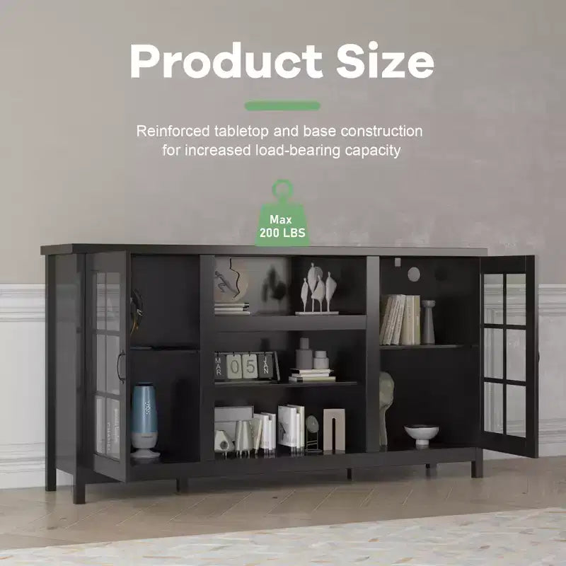 Meuble TV en bois pour téléviseur de 65 pouces, meuble de divertissement moderne avec armoires de rangement, table console multimédia