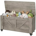 COZONY 39 Storage Chest with Wheels, Modern Wood Storage Bench, 350 lbs Load, Entryway, Bedroom, Living Room, Grey