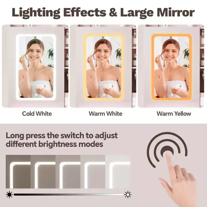 Coiffeuse de Maquillage avec Miroir et Lumières, Ensemble Coiffeuse avec Station de Charge, Coiffeuse avec Tabouret, 2 Tiroirs, Prises de Courant et Ports USB
