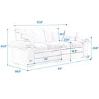 Canapé deux places large EHMKNP de 213 cm avec coussins d'assise profonds pour salon, appartement