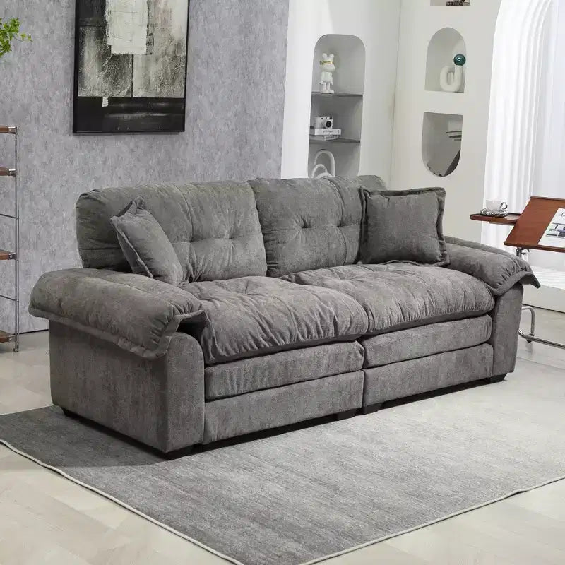 Canapé deux places large EHMKNP de 213 cm avec coussins d'assise profonds pour salon, appartement