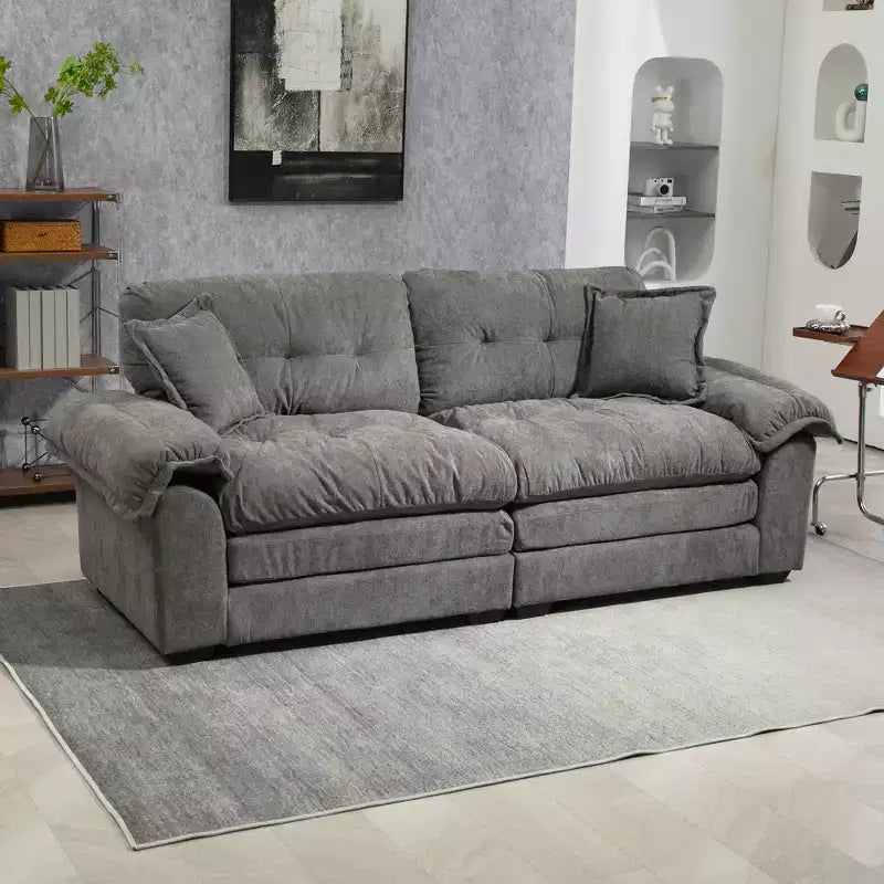 Canapé deux places large EHMKNP de 213 cm avec coussins d'assise profonds pour salon, appartement
