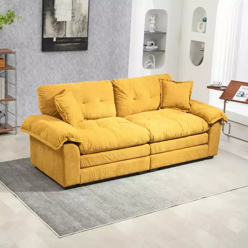 Canapé deux places large EHMKNP de 213 cm avec coussins d'assise profonds pour salon, appartement