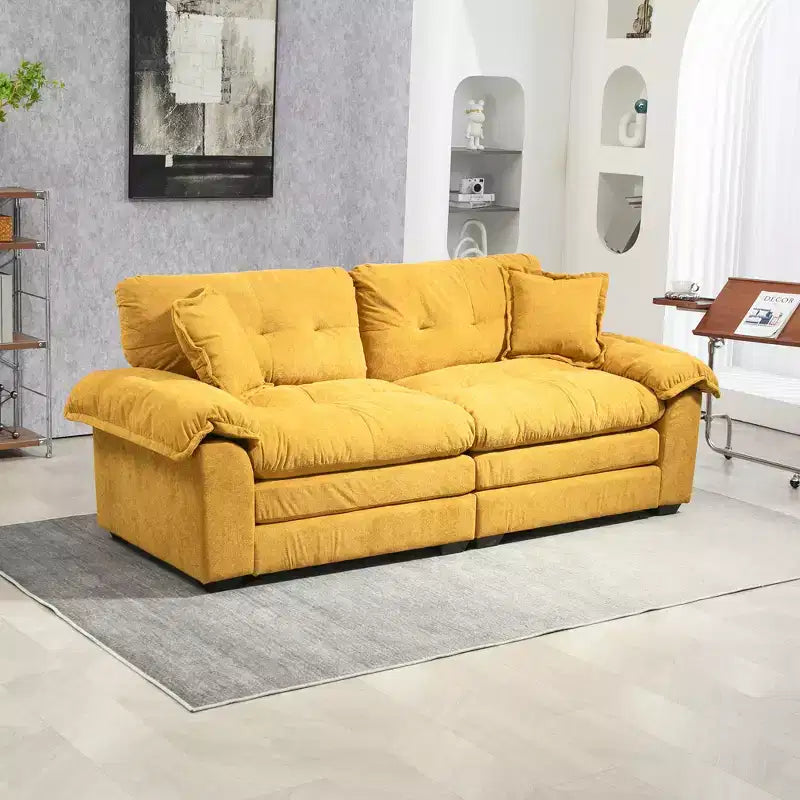 Canapé deux places large EHMKNP de 213 cm avec coussins d'assise profonds pour salon, appartement