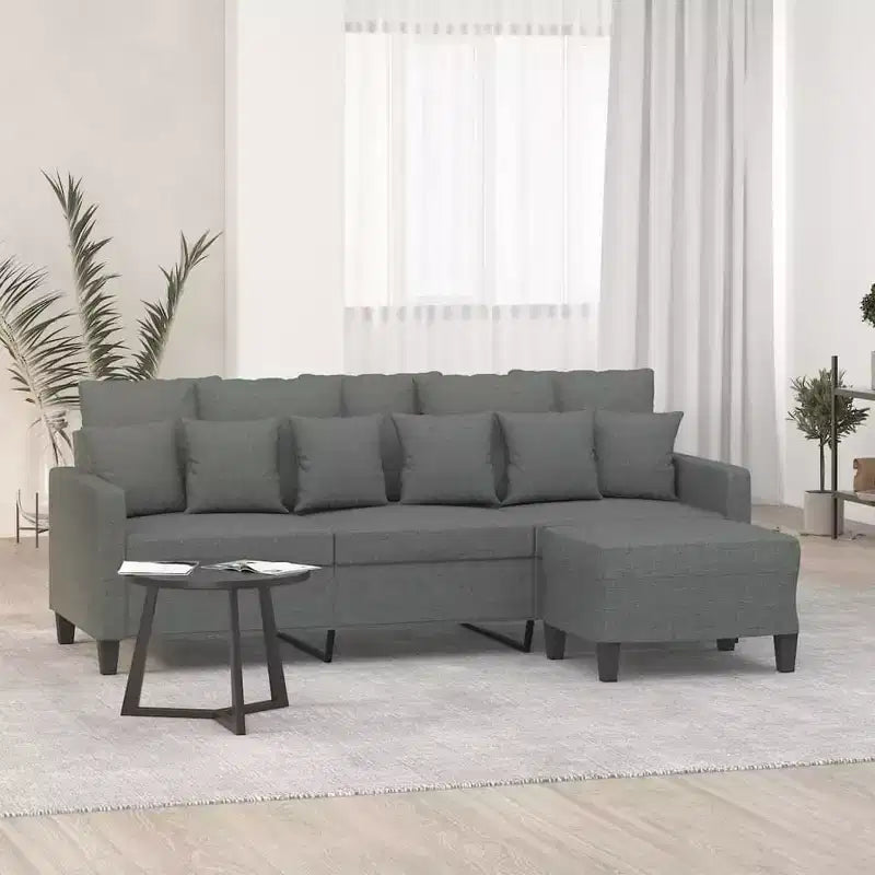 vidaXL Canapé 3 places avec pouf pour salon Tissu