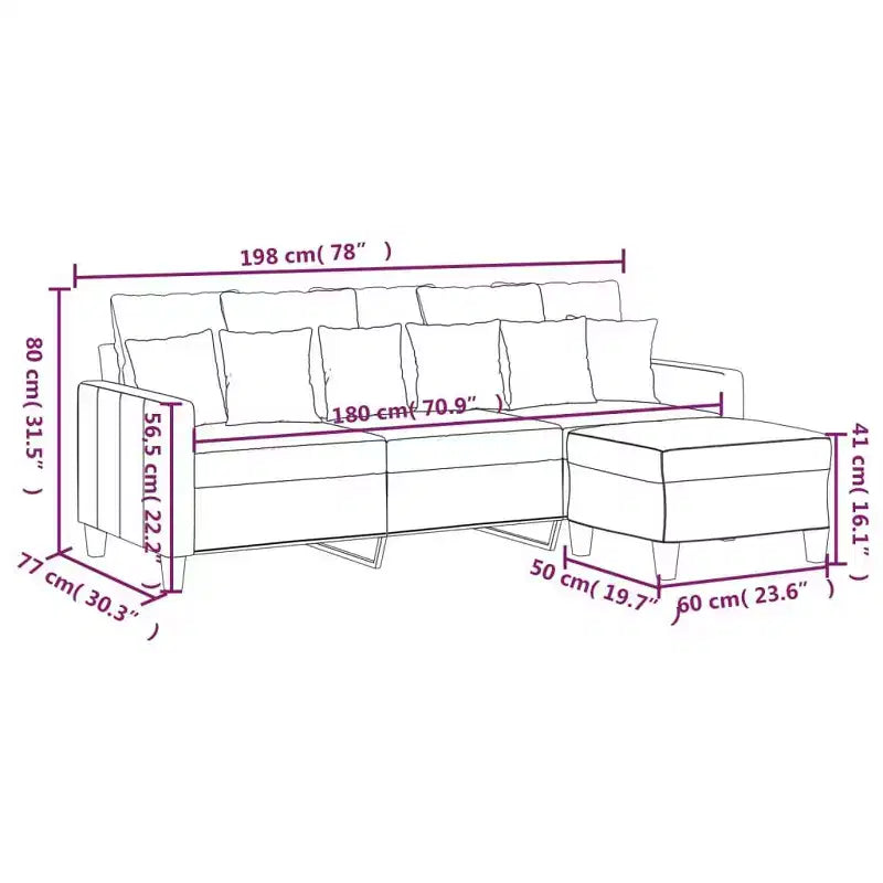 vidaXL Canapé 3 places avec pouf pour salon Tissu