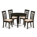 5-Piece Round Cappuccino Finish Solid Wood Top Dining Table with 4-Chairs with