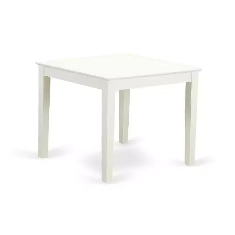 Ensemble de salle à manger carré 5 pièces HomeStock en bois massif finition blanc lin – Pour 4 personnes
