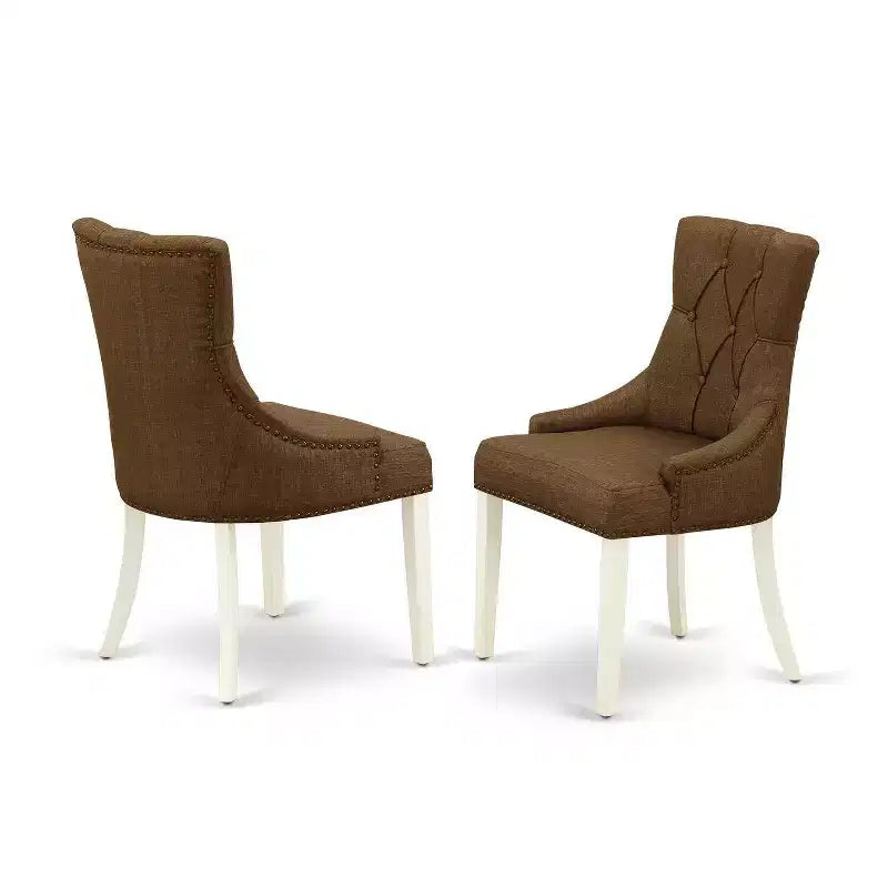 Ensemble de salle à manger carré 5 pièces HomeStock en bois massif finition blanc lin – Pour 4 personnes