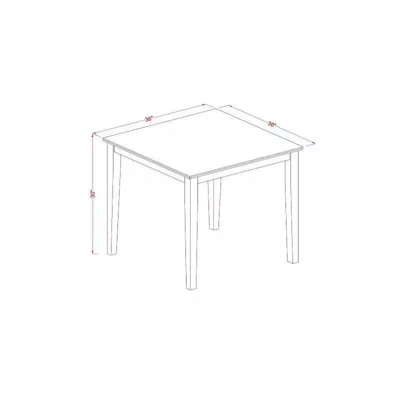 Ensemble de salle à manger carré 5 pièces HomeStock en bois massif finition blanc lin – Pour 4 personnes