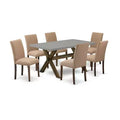 HomeStock 7-Pc Multi-Color Solid Wood Top-Rectangular Upholstered Dining Room Set with High Back-Seats 4