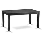 HomeStock - Ensemble de salle à manger 7 pièces avec table rectangulaire noire en bois massif et 6 chaises à dossier ajouré