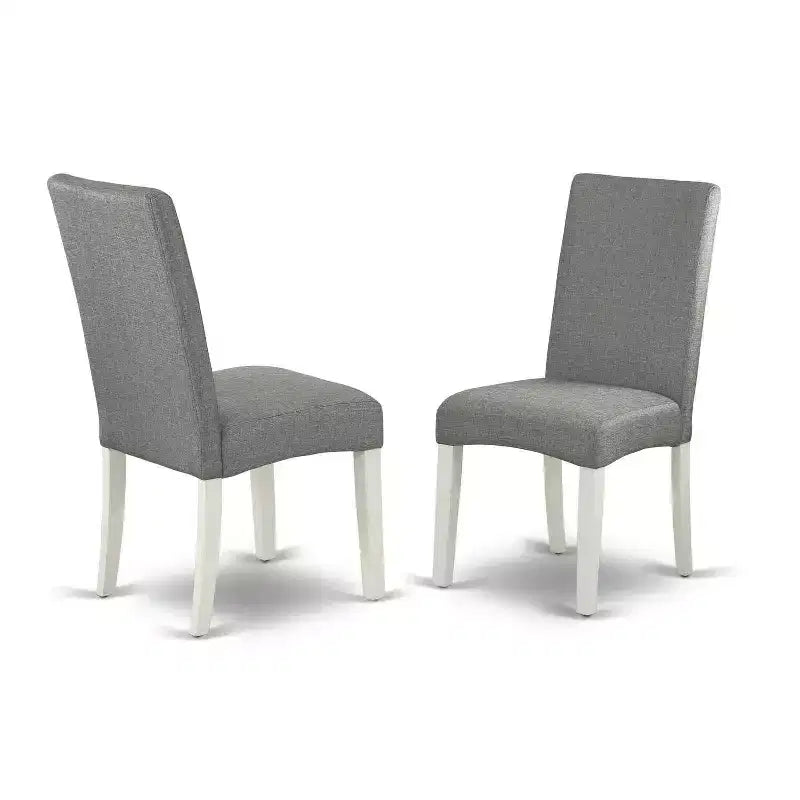 Ensemble de salle à manger 5 pièces en bois massif finition blanc lin, avec table à rallonges et 4 chaises