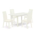 5-Piece Linen White Finish Solid Wood Top - Rectangular Dining Room Set - Seats 4